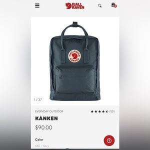 fjallraven Kanken Backpack Navy 14 inch
